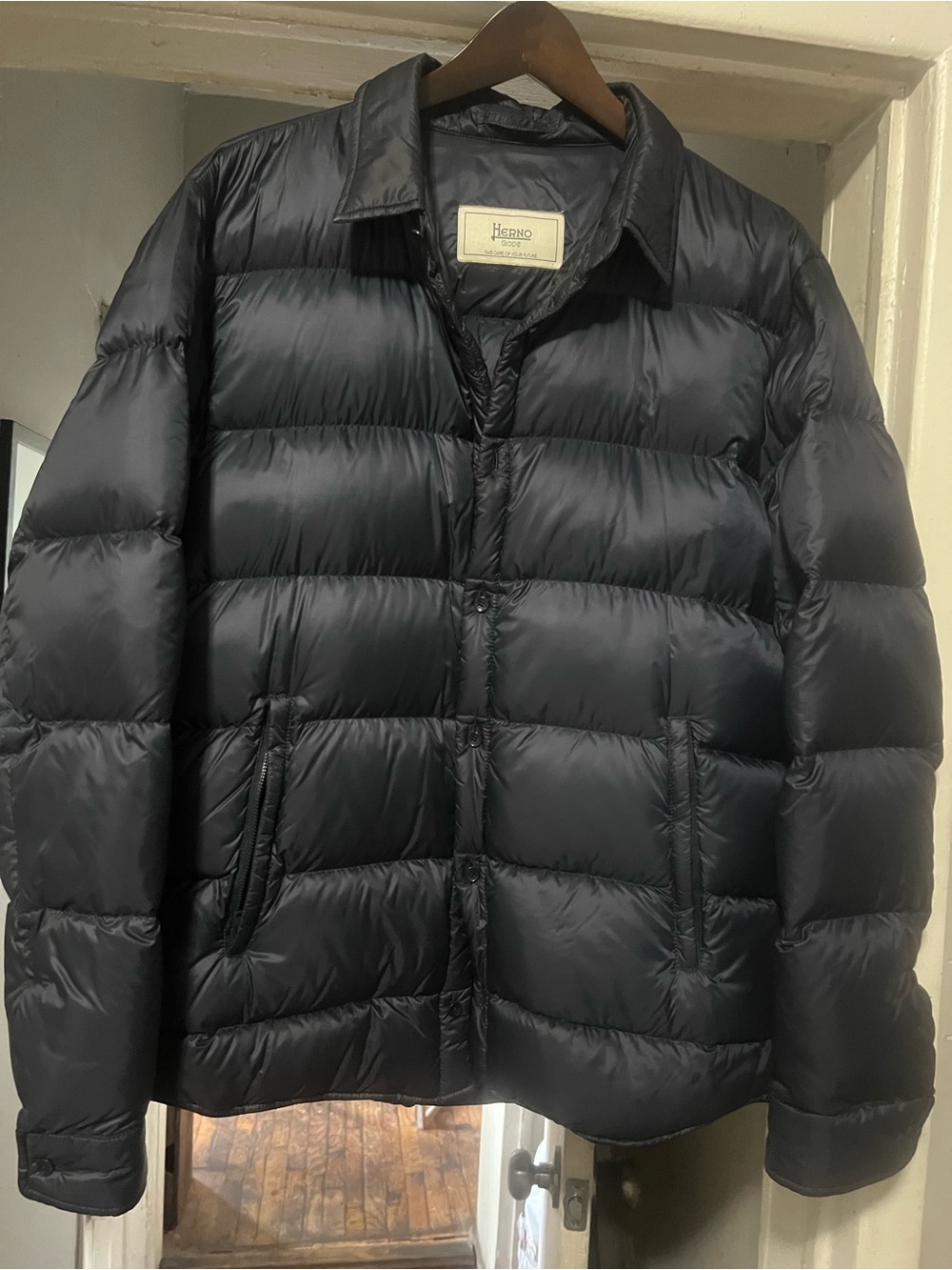 Herno Men's Blue Quilted Puffer shirt Jacket lightweight size 50